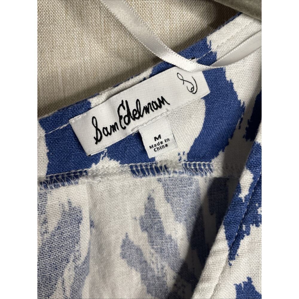 Sam Edelman - Women’s Adele Surplice Neck Crop Top - Size Medium - Linen Blend - Picture 2 of 7